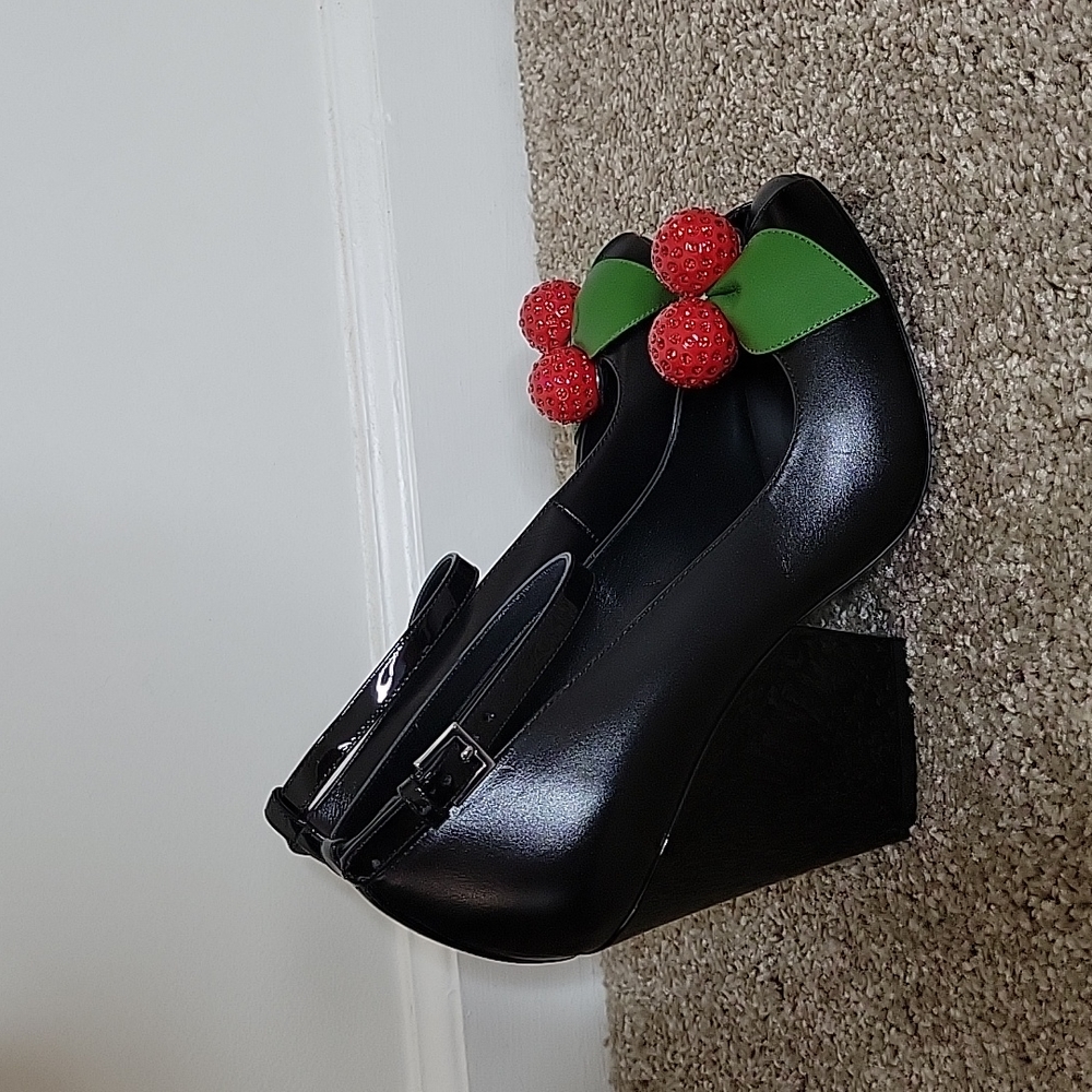 Michael kors Collection Julianne cherry embellished leather peeptoe .